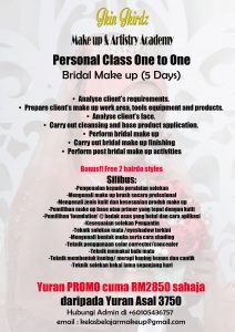 personal class murah make up pengantin pakej 5 hari